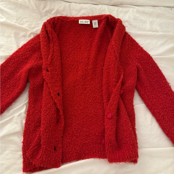 Red Textured Cardigan - Picture 5 of 10
